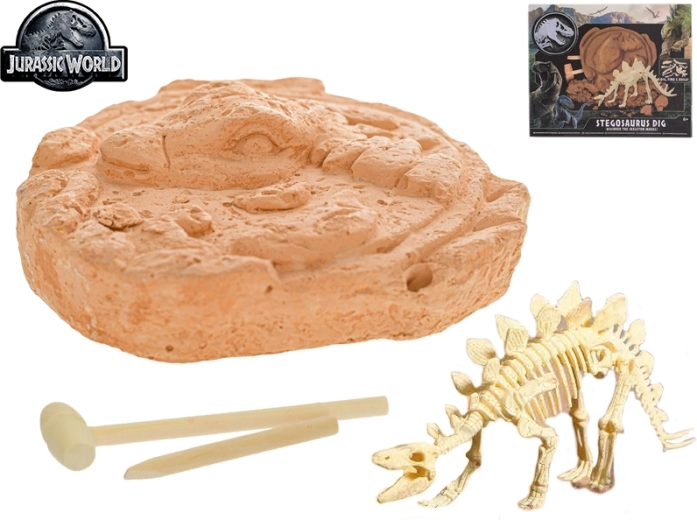 Lumea Jurasică – set pentru cioplirea scheletului de stegozaur cu accesorii