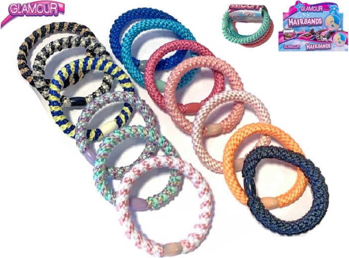 Brățară Glamour și elastic de păr 2‑în‑1 – set 4 bucăți, mix de culori
