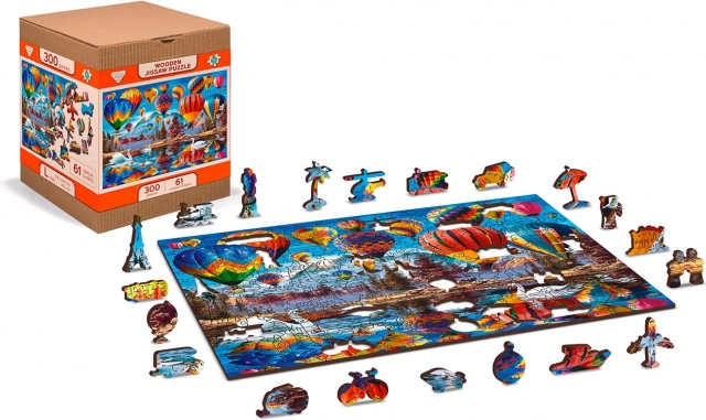 Puzzle din lemn, față-verso, Călătorie liniștită 2-în-1, 300 piese