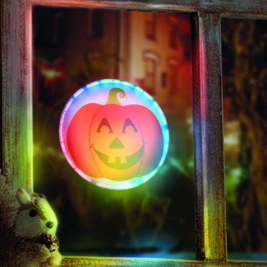 Decorațiune LED autoadezivă de Halloween în formă de dovleac, RGB