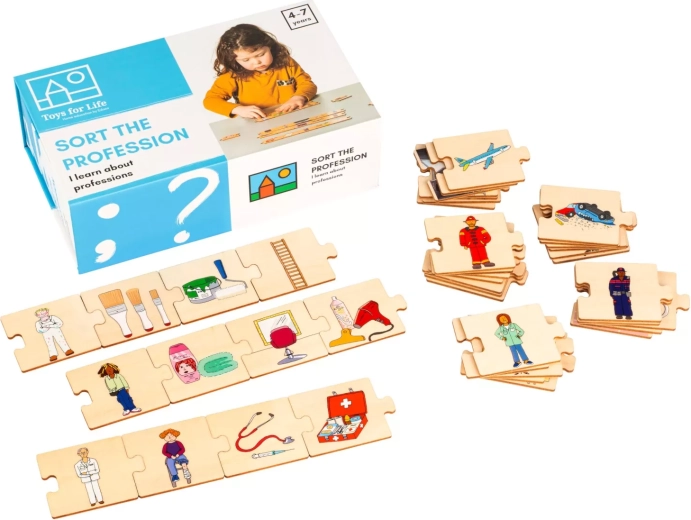 Toys for Life sortează meseriile – puzzle din lemn în cutie magnetică