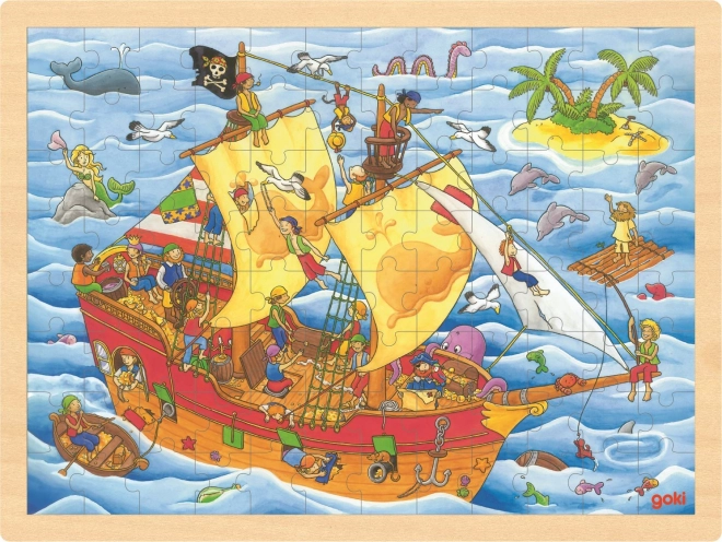 Puzzle de lemn Goki Pirați 96 piese