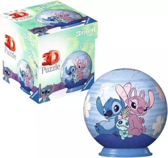 Puzzleball 3D DISNEY Stitch și Angel 54 piese