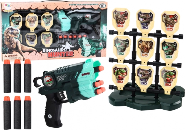Pistol cu țintă și săgeți din spumă - dinozauri
