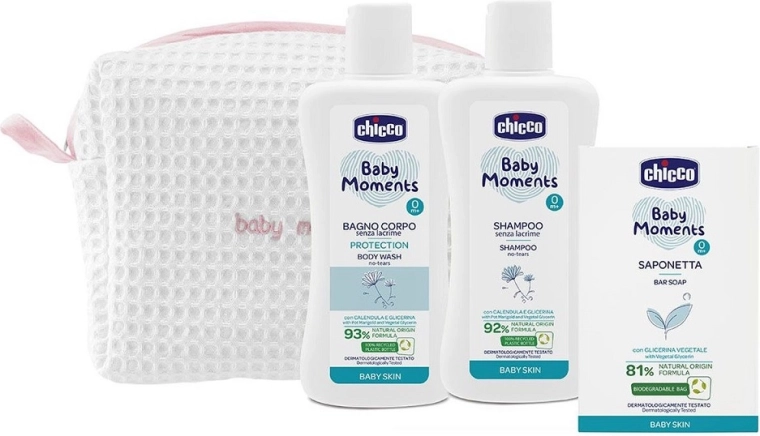 Geantă cosmetică Chicco Baby Moments cu fermoar, roz