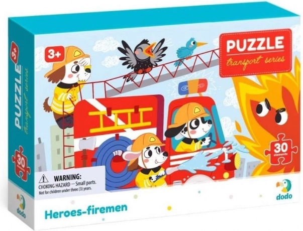 Puzzle DODO Transport: eroii pompieri, 30 de piese
