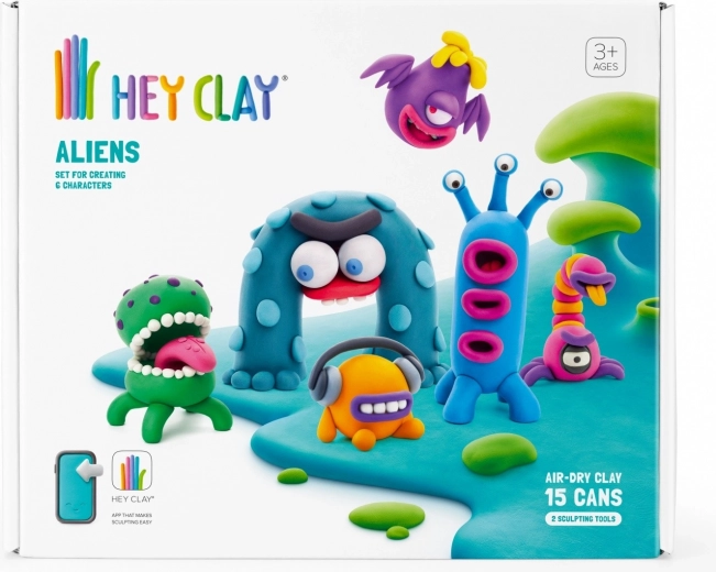 hey clay aliens – set creativ de plastilină pentru copii