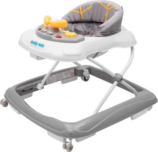 Premergător pentru copii cu volan și roți din silicon BABY MIX, gri