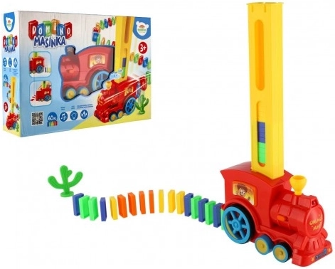 Tren domino cu construcție automată, lumină și sunet
