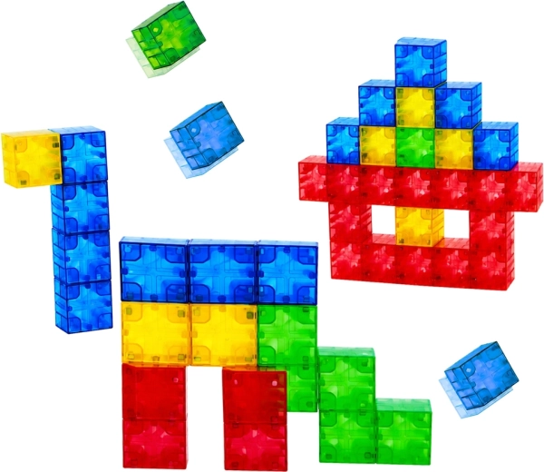 Cuburi transparente colorate pentru construcții 2D și 3D