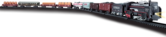 Set de tren cu sunete și efecte realiste