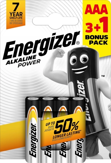 Baterii alcaline AAA Energizer Alkaline Power 3+1 gratuit