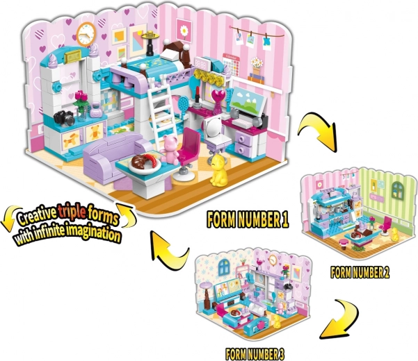 qman idei nelimitate cameră de fată 3‑în‑1 set de construcție (194 piese)