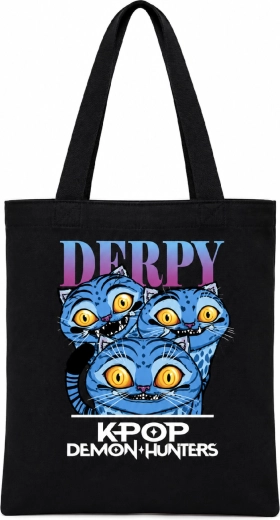 Geantă de cumpărături K-Pop Demon Hunters Derpy neagră