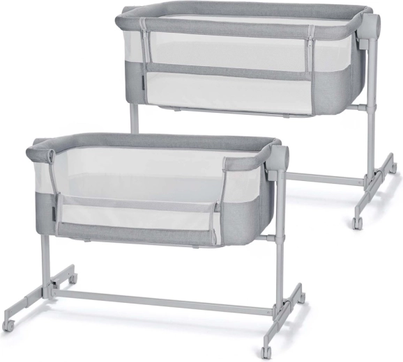 Kinderkraft Nestee Up 2 pătuț atașabil 2 în 1, full light grey