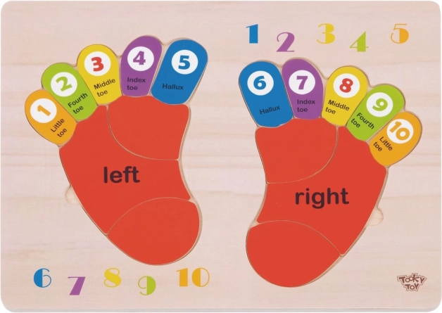 Puzzle educativ din lemn TOOKY TOY - Învățarea numerelor și culorilor