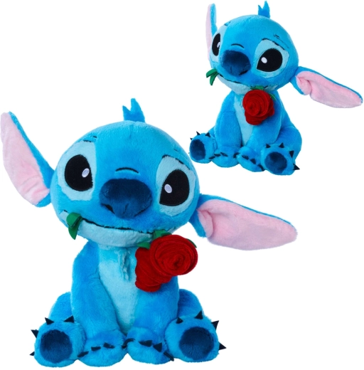 Stitch de pluș cu trandafir, 25 cm