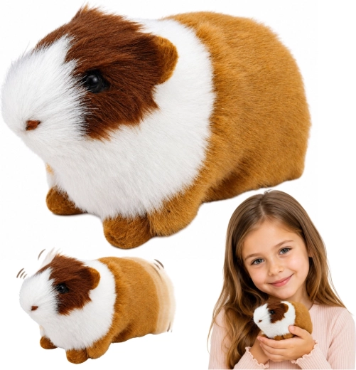Figurină realistă din pluș – porcușor de Guineea maro-alb 12 cm