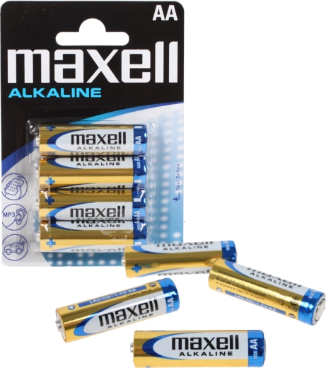 Baterii alcaline MAXELL AA LR6, 1,5 V – pachet 4 bucăți