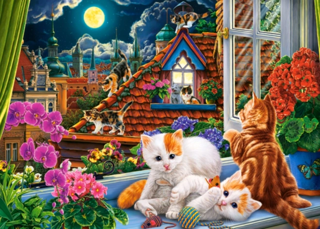 Puzzle 180 piese Kittens on the Roof