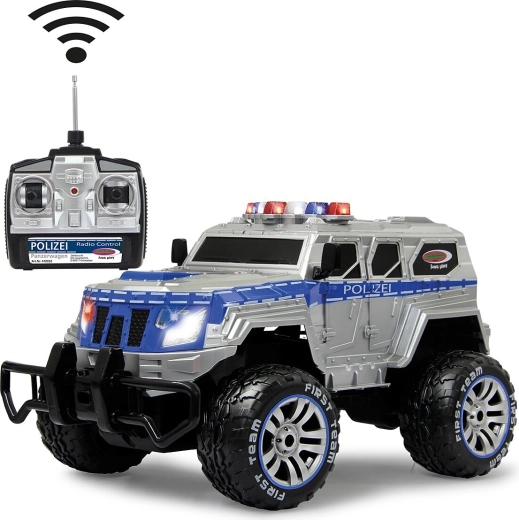 Jamara monster truck blindat de poliție cu telecomandă 1:12 27 MHz cu LED, baterie și încărcător
