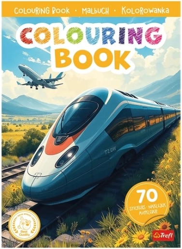 Trenuri și avioane: carte de colorat cu autocolante - 1 bucată