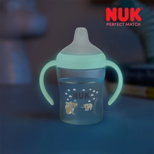 Biberon de învățare NUK Perfect Match care luminează în întuneric, koala, 150 ml