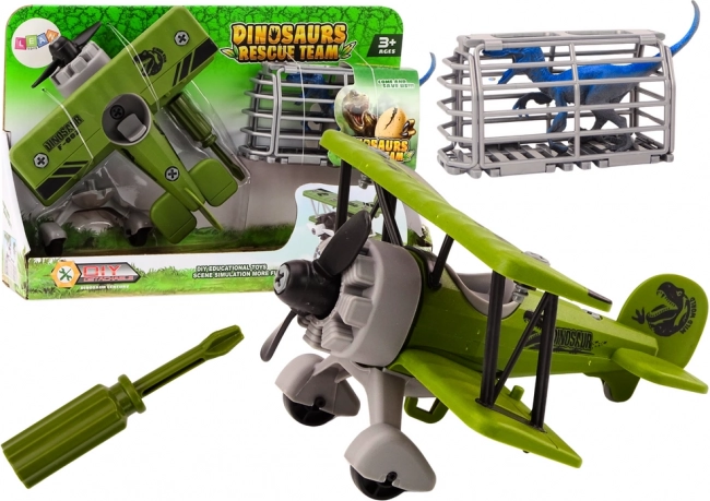 Avion Avionetă Transport Dinozauri Cuşcă Demontabilă verde
