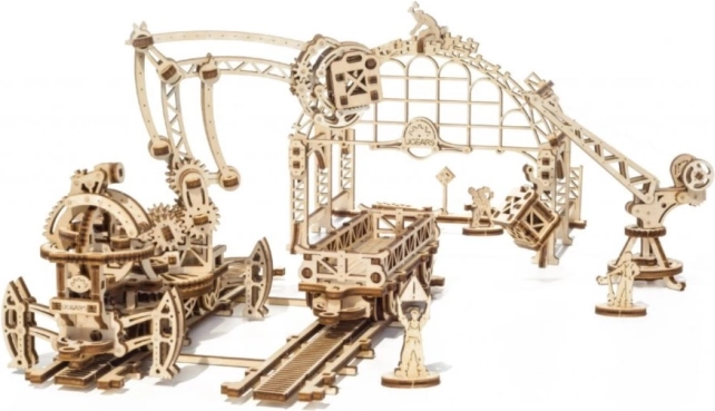 Ugears puzzle mecanic din lemn Mechanical Town Terminal feroviar