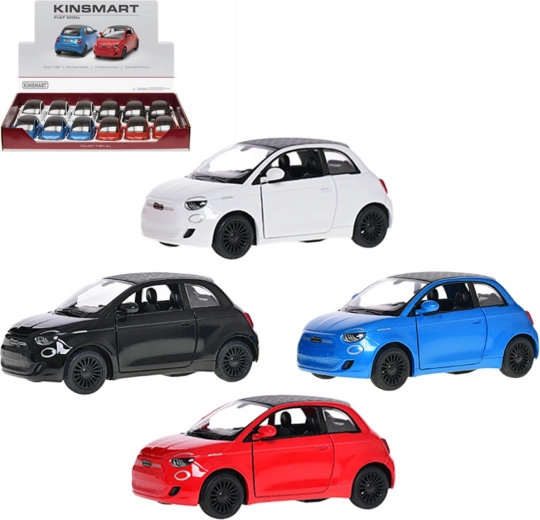 Kinsmart model auto metalic Fiat 500e 1:28 cu mecanism de recul (pull-back) - 1 bucată