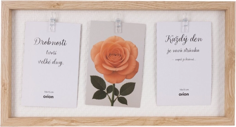 Ramă foto din lemn bej pentru 3 fotografii 42 × 22 cm