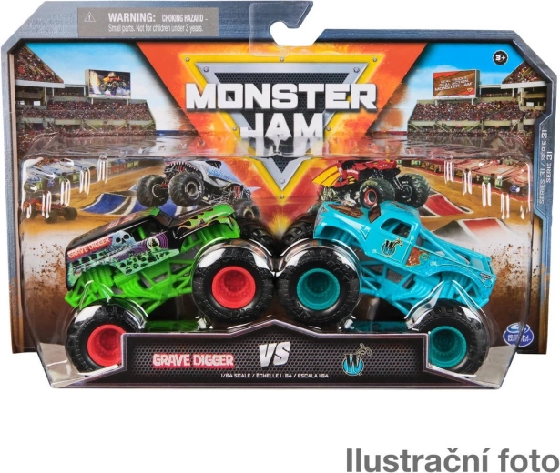 Camioane monster din metal Monster Jam 1:64, 2 buc.