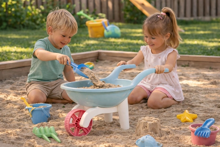 Distracție în grădină și în nisip