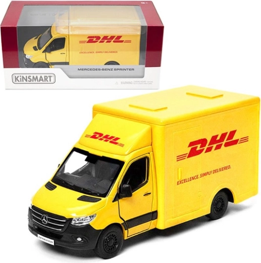 Mercedes‑Benz Sprinter DHL 1:48 model metalic cu mecanism Pull Back