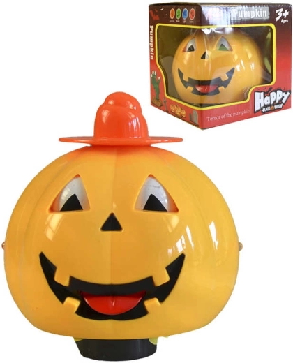 Dovleac galben de Halloween cu lumină și sunet, 13 cm