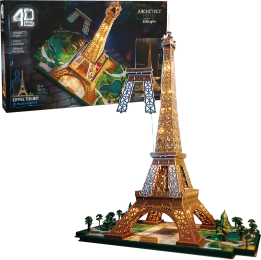 Turnul Eiffel 4D Build cu iluminare LED – model 3D de asamblat