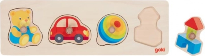 Puzzle din lemn cu piese de introdus Jucăriile mele Goki
