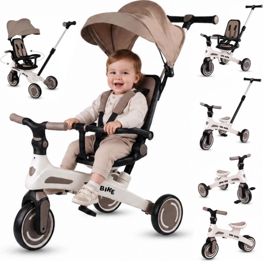 Tricicletă pentru copii Tiny Bike 5 în 1, reglabilă, care crește odată cu copilul – Maro