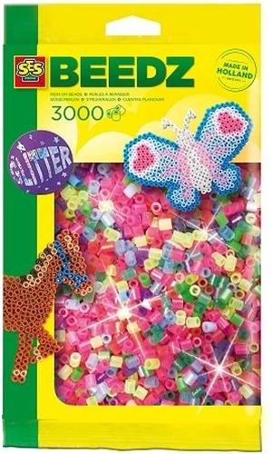 Mărgele de călcat SES Creative neon cu sclipici 3000 buc.