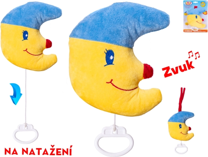 Steluță de pluș în formă de lună cu mecanism muzical cu arc 15 cm