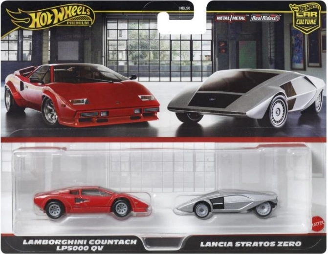 Set premium Hot Wheels cu două mașinuțe – Lancia și Lamborghini 1:64
