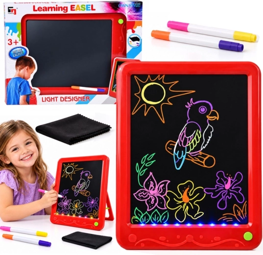 Tablă LED iluminată pentru desen cu markere cu două capete