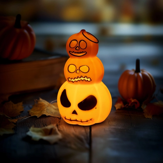 Decorațiune luminoasă de Halloween în formă de dovleac, cu LED alb cald