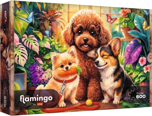 Trefl Flamingo by Trefl puzzle 600 de piese „Psy w oranżerii”