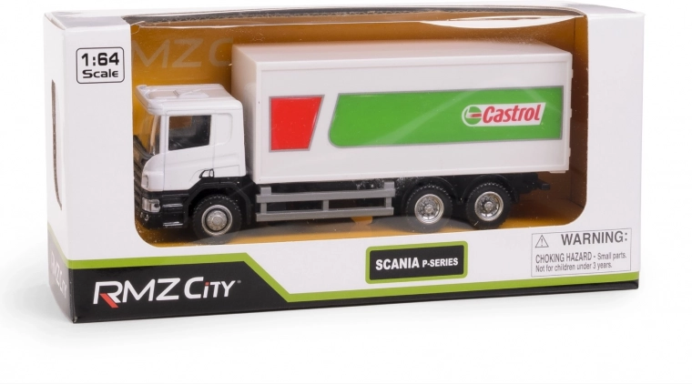 Model metalic camion SCANIA CASTROL 1:64 cu mecanism pull-back