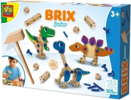 SES Brix junior dinozauri – set de construcție din lemn