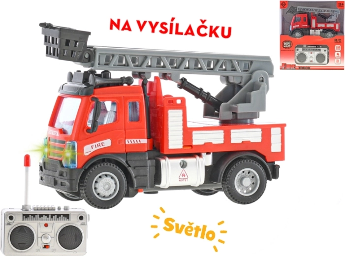 Mașină de pompieri RC cu scară 1:64 cu telecomandă și lumini