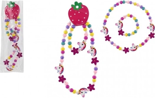 Set de bijuterii pentru copii: colier și brățară cu unicorn din mărgele