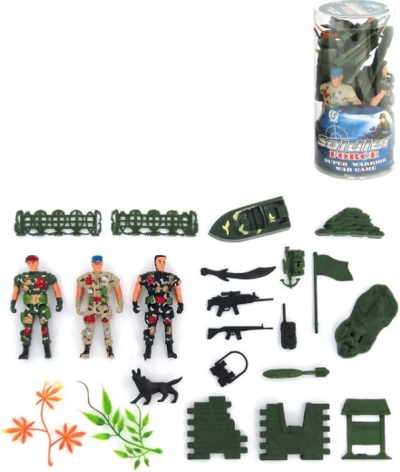 Set de joacă cu soldați army cu accesorii în tub