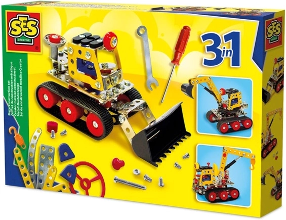 SES Creative set de construcție metalic – vehicule de construcții 3 în 1